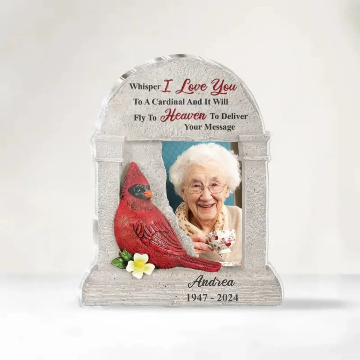 Family - Whisper I Love You To A Cardinal And It Will Fly To Heaven To Deliver Your Message - Personalized Acrylic Plaque (HJ) Acrylic Plaque The Next Custom Gift