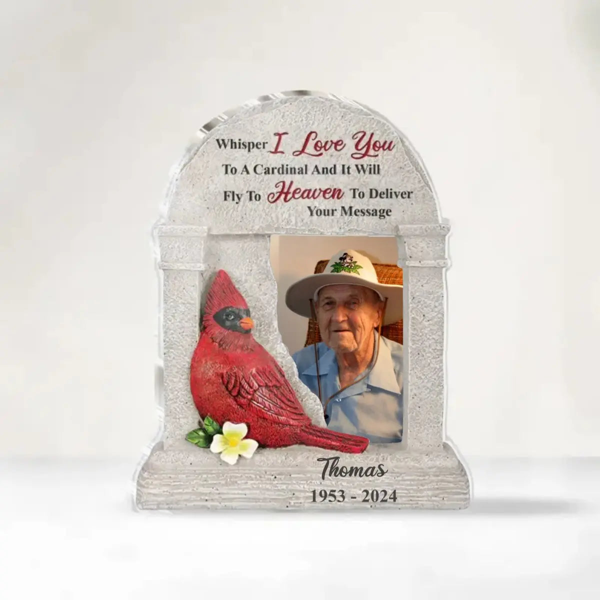 Family - Whisper I Love You To A Cardinal And It Will Fly To Heaven To Deliver Your Message - Personalized Acrylic Plaque (HJ) Acrylic Plaque The Next Custom Gift