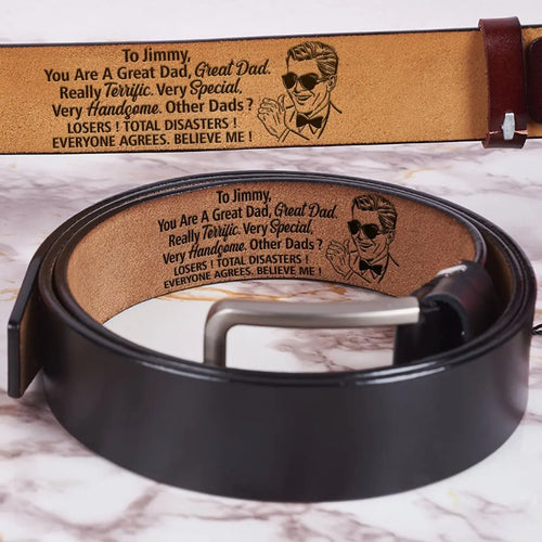 Family - You Are A Great Dad - Personalized Engraved Leather Belt (LH) Leather Belt The Next Custom Gift