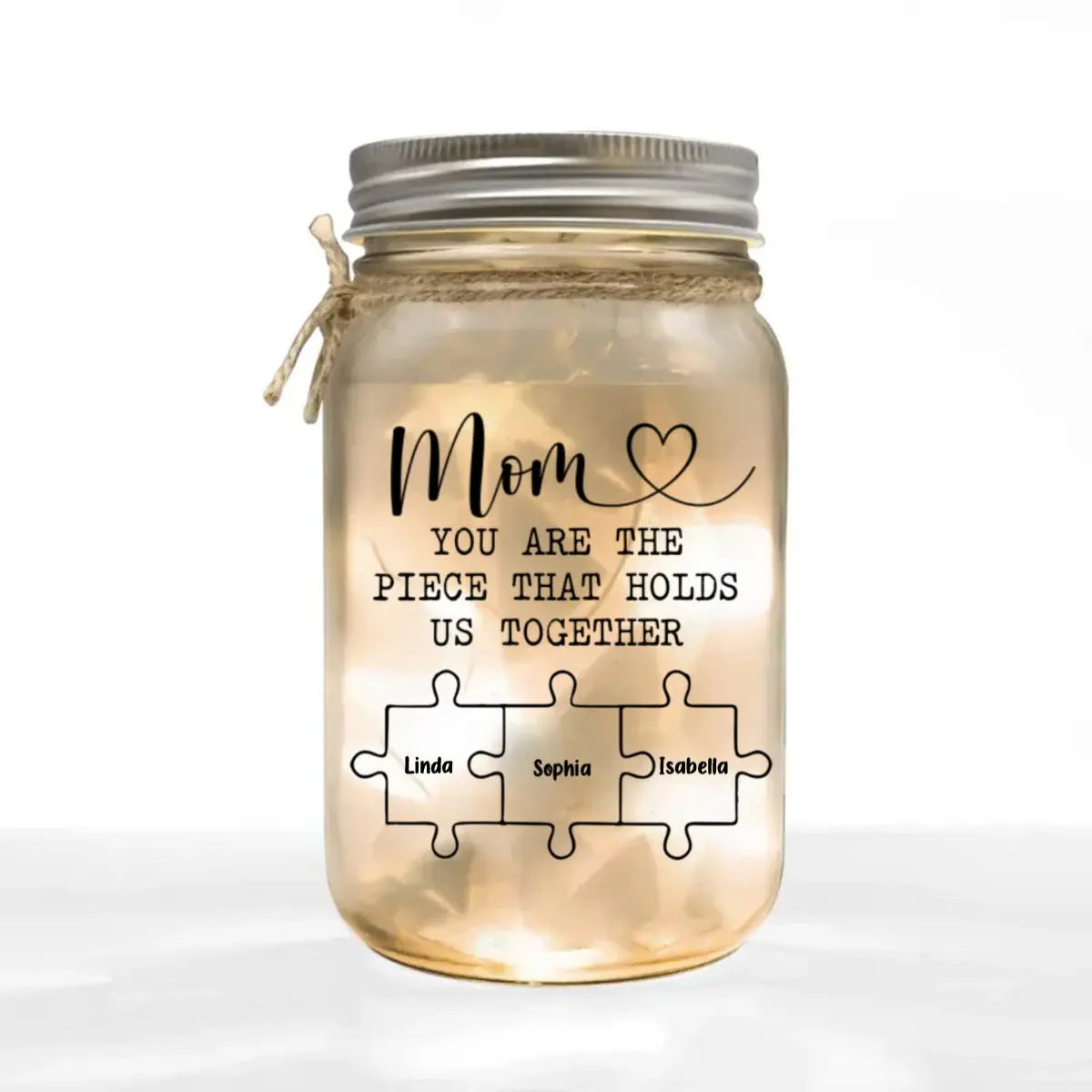 Family - You Are The Piece That Holds Us Together  - Personalized Jar Light (TL) Jar Light The Next Custom Gift