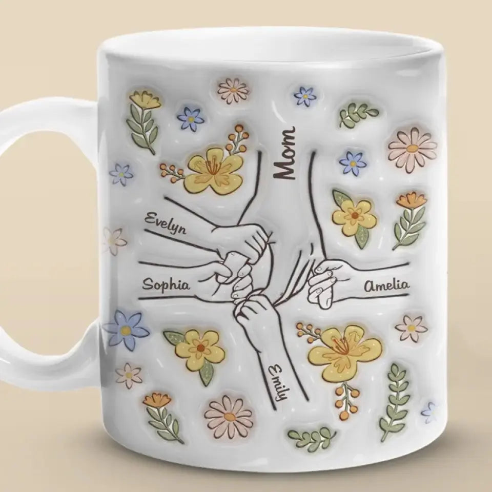 Family - You Hold Our Hands, Also Our Hearts -  Personalized 3D Inflated Effect Printed Accent Mug Accent Mug The Next Custom Gift