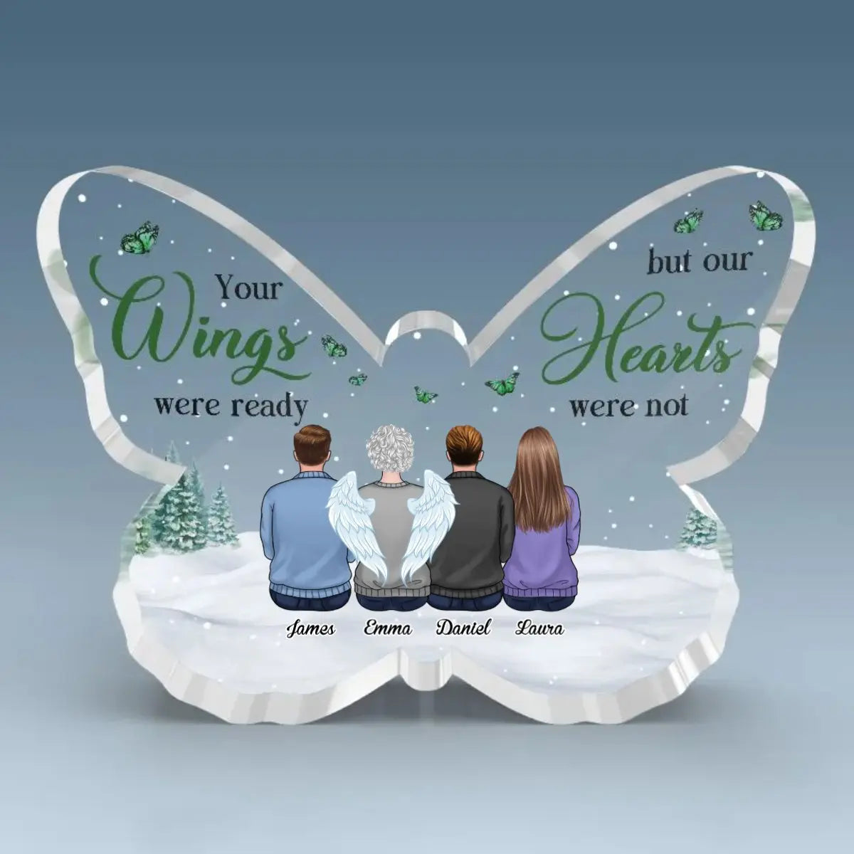 Family - Your Wings Were Ready But Our Hearts Were Not - Personalized Butterfly Acrylic Plaque Acrylic Plaque The Next Custom Gift