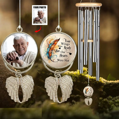 Family - Your Wings Were Ready But Our Hearts Were Not - Personalized Wind Chimes Wind Chimes The Next Custom Gift