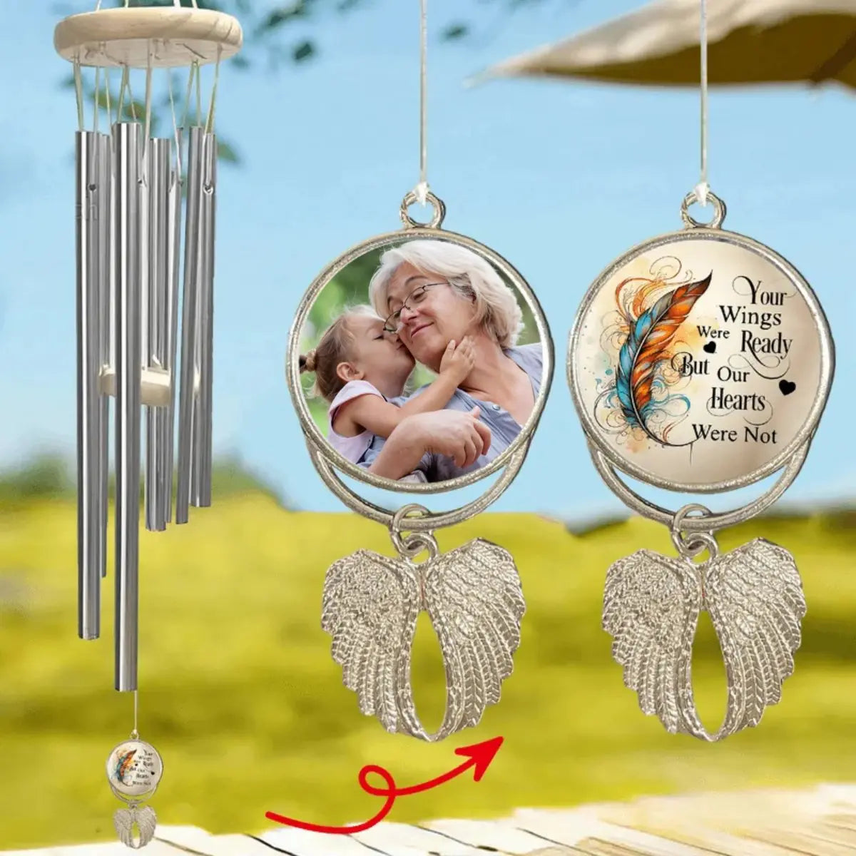 Family - Your Wings Were Ready But Our Hearts Were Not - Personalized Wind Chimes Wind Chimes The Next Custom Gift