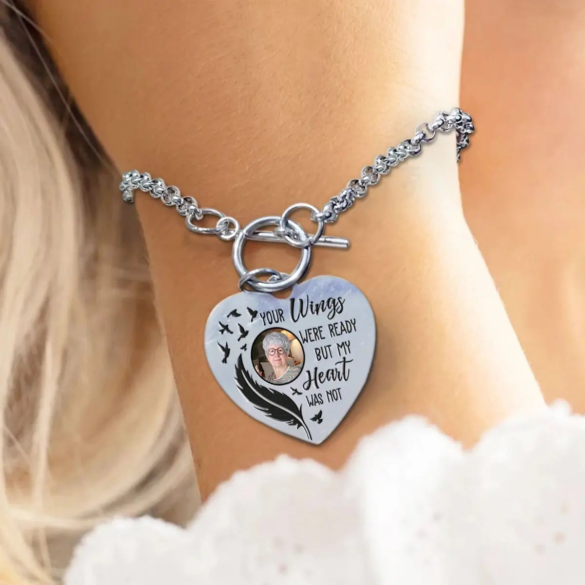 Family - Your Wings Were Ready - Personalized Heart Bracelet (AB) Bracelets The Next Custom Gift