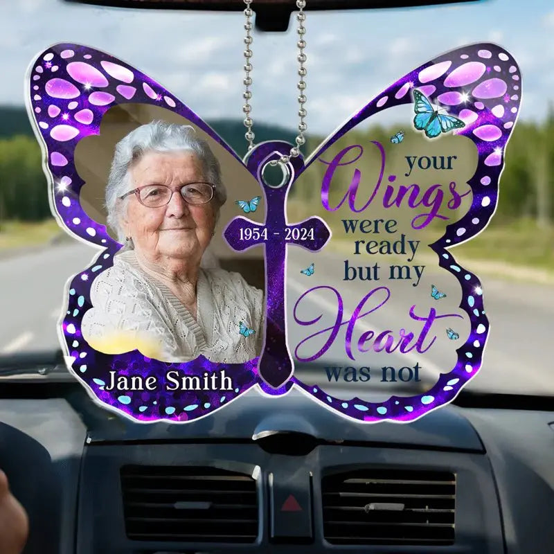 Family - Your wings were ready but my heart was not - Personalized Car Ornament(BU) Car Ornament The Next Custom Gift