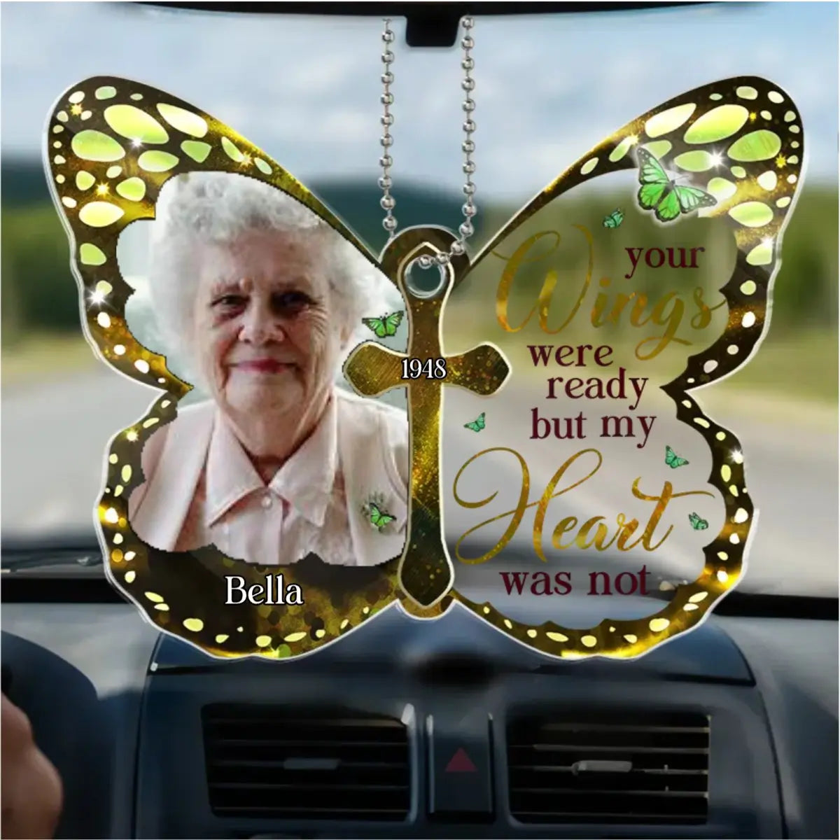 Family - Your wings were ready but my heart was not - Personalized Car Ornament(BU) Car Ornament The Next Custom Gift