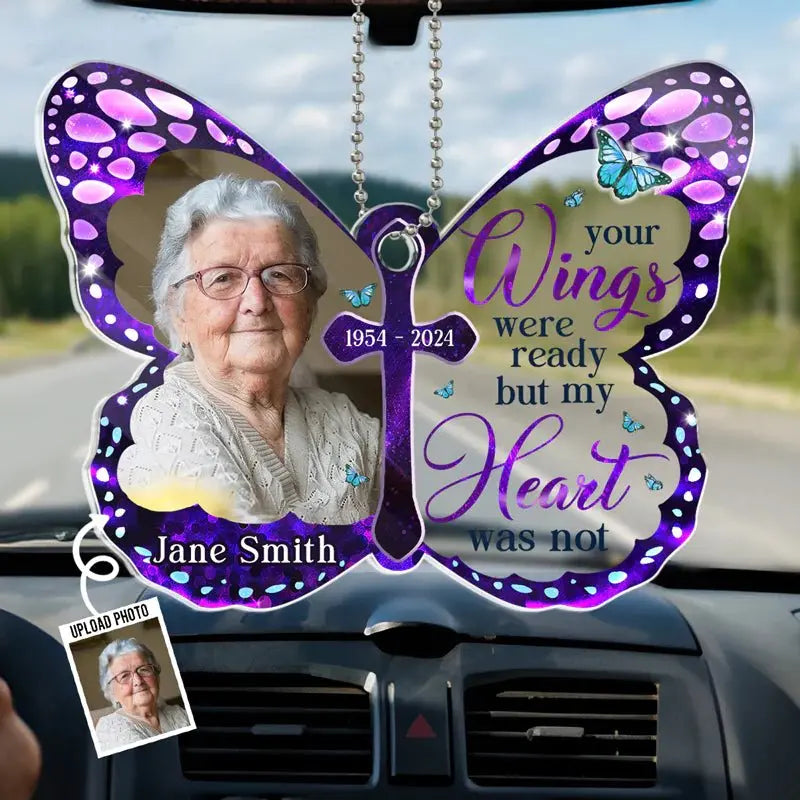 Family - Your wings were ready but my heart was not - Personalized Car Ornament(BU) Car Ornament The Next Custom Gift