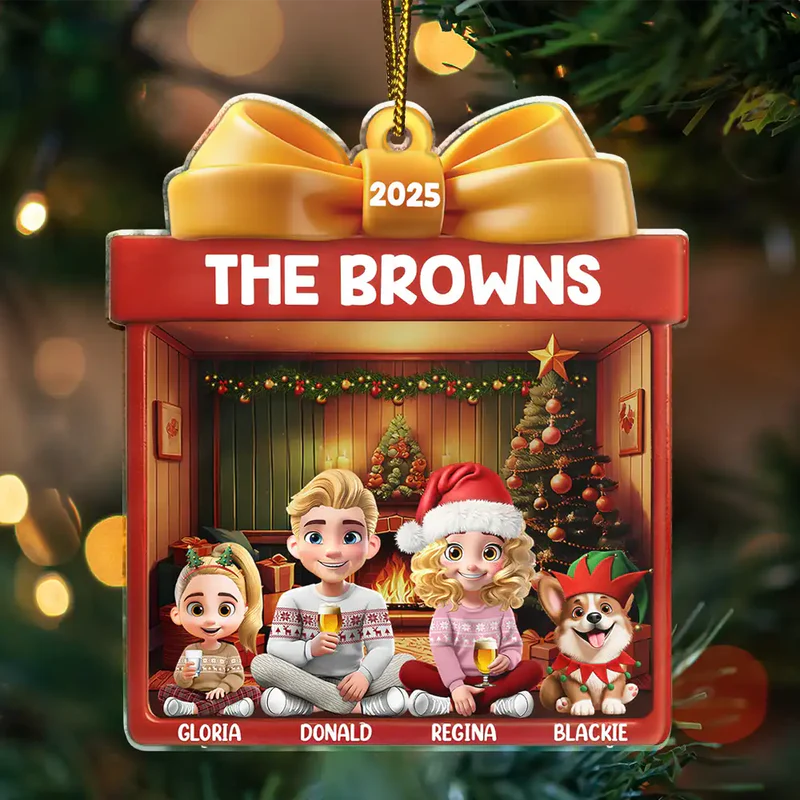 Family Kid Dog Cat Christmas Gift - Personalized Custom Shaped Acrylic Ornament