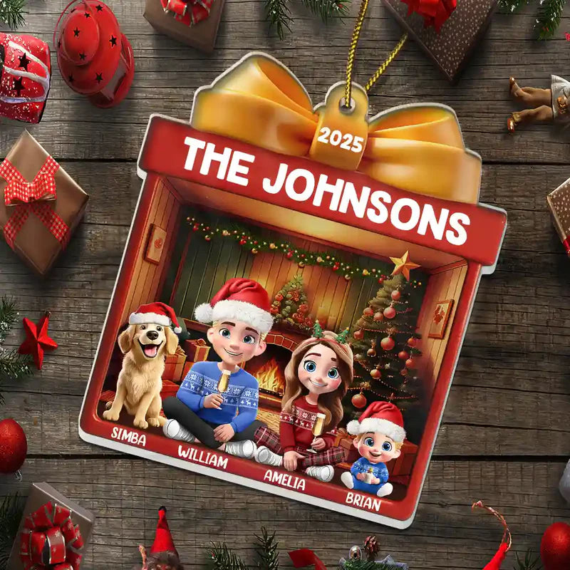 Family Kid Dog Cat Christmas Gift - Personalized Custom Shaped Acrylic Ornament
