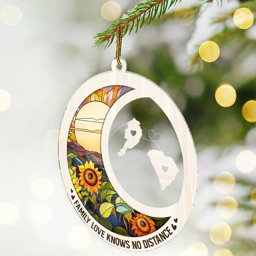 Family Love Knows No Distance - Personalized Custom Shaped Acrylic Ornament