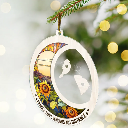 Family Love Knows No Distance - Personalized Custom Shaped Acrylic Ornament