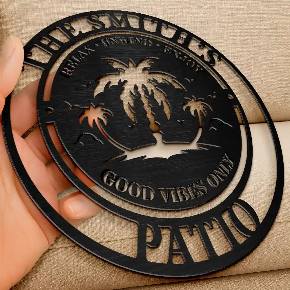 Family Name Poolside Oasis - Personalized Cutout Metal Sign