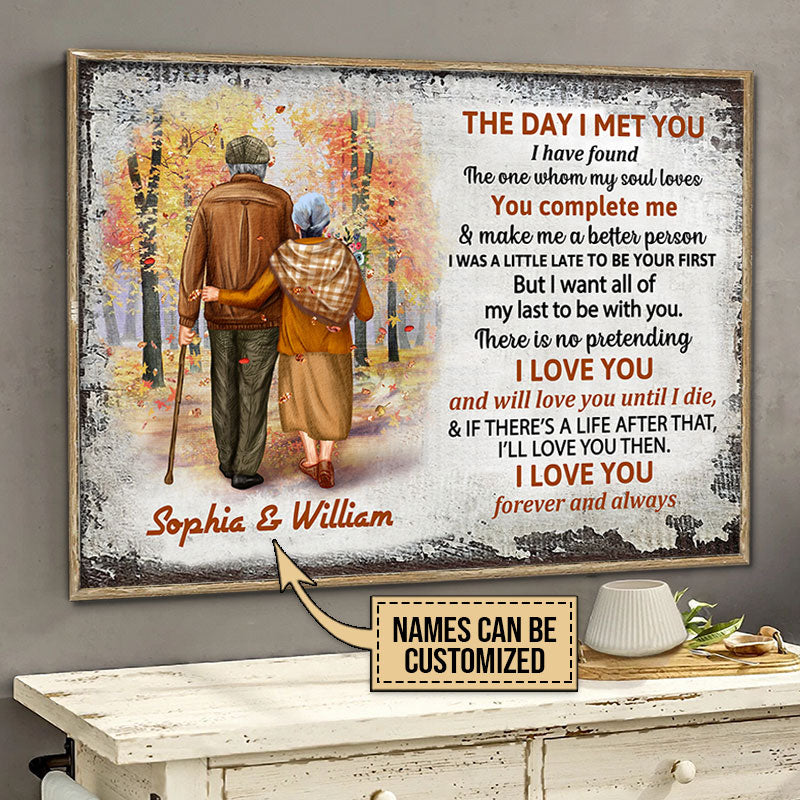 Family Old Couple The Day I Met You Custom Poster, Personalized Fall Couple Wall Art, Couple Gift