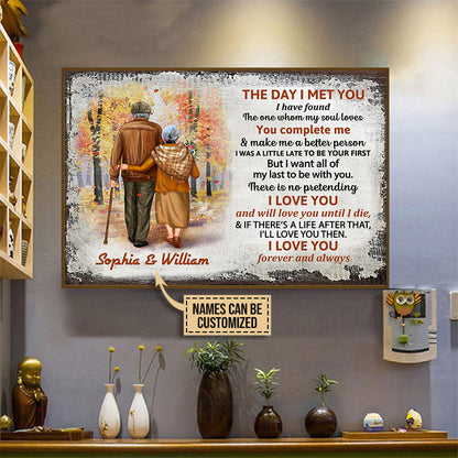 Family Old Couple The Day I Met You Custom Poster, Personalized Fall Couple Wall Art, Couple Gift
