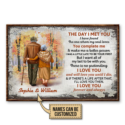 Family Old Couple The Day I Met You Custom Poster, Personalized Fall Couple Wall Art, Couple Gift