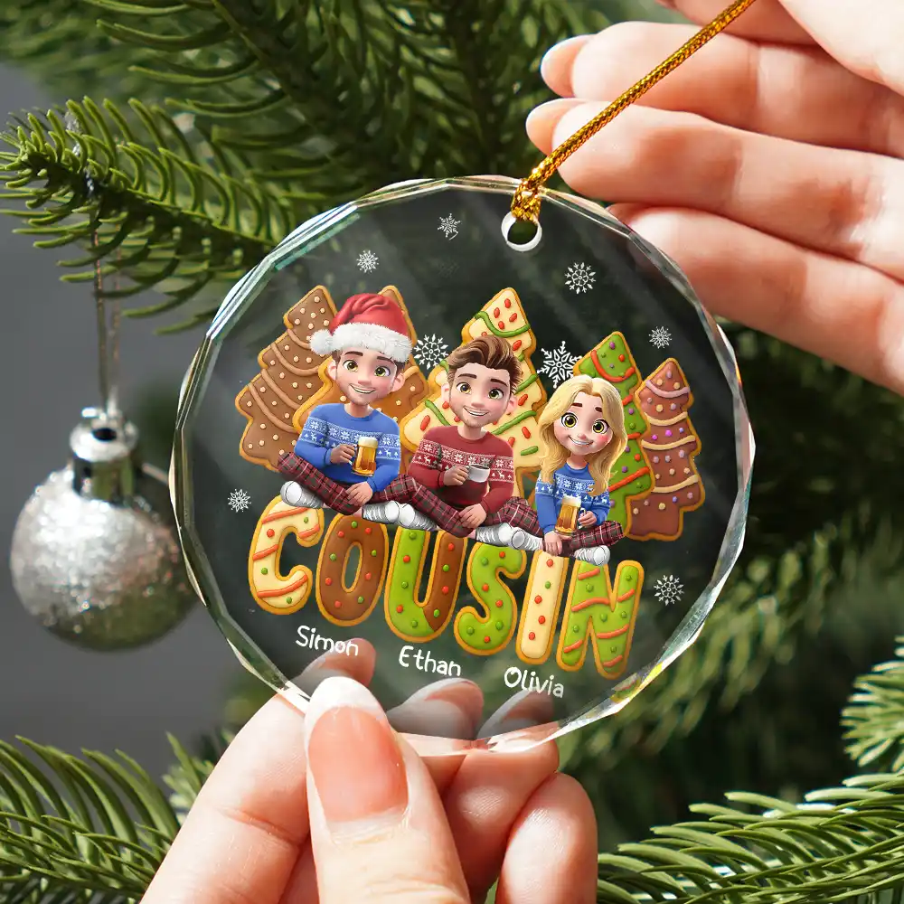 Family Sitting Cake Cookie Tree - Personalized Circle Acrylic Ornament
