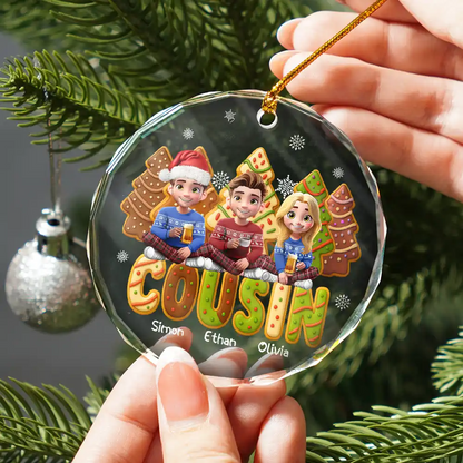 Family Sitting Cake Cookie Tree - Personalized Circle Acrylic Ornament