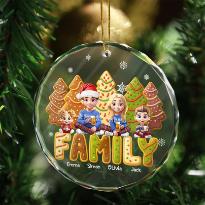 Family Sitting Cake Cookie Tree - Personalized Circle Acrylic Ornament