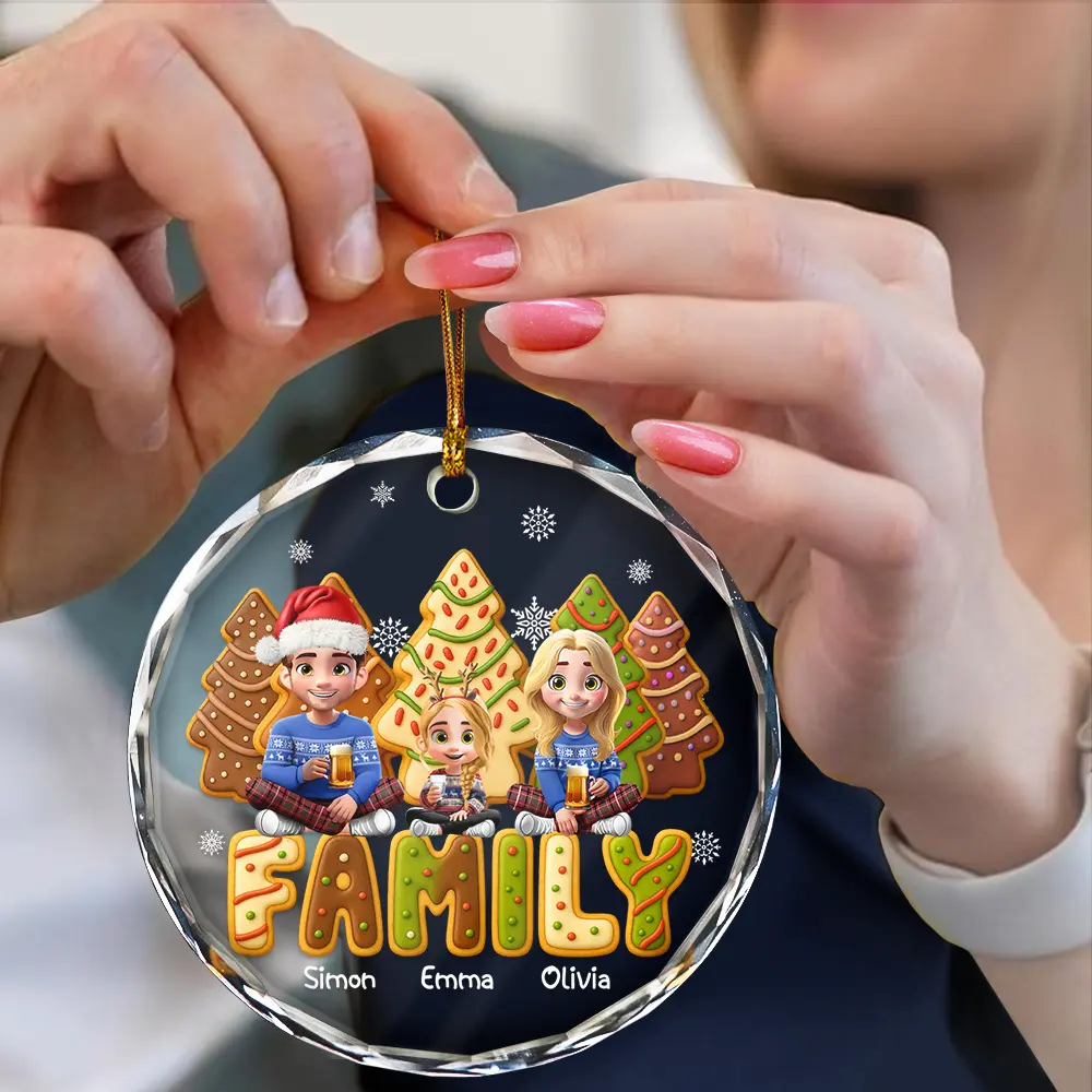 Family Sitting Cake Cookie Tree - Personalized Circle Acrylic Ornament