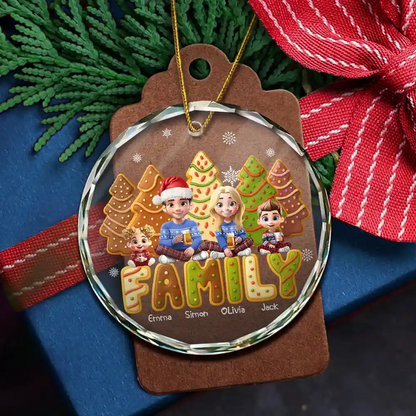 Family Sitting Cake Cookie Tree - Personalized Circle Acrylic Ornament