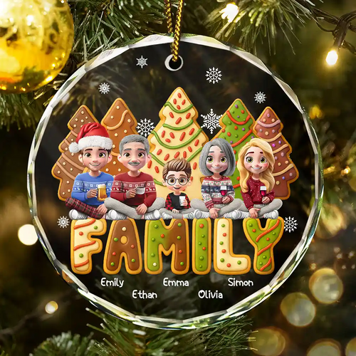 Family Sitting Cake Cookie Tree - Personalized Circle Acrylic Ornament