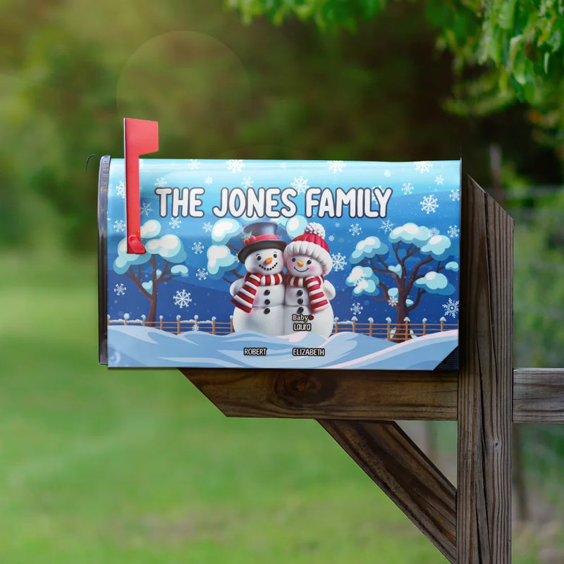 Family Snowman - Personalized Mailbox Cover