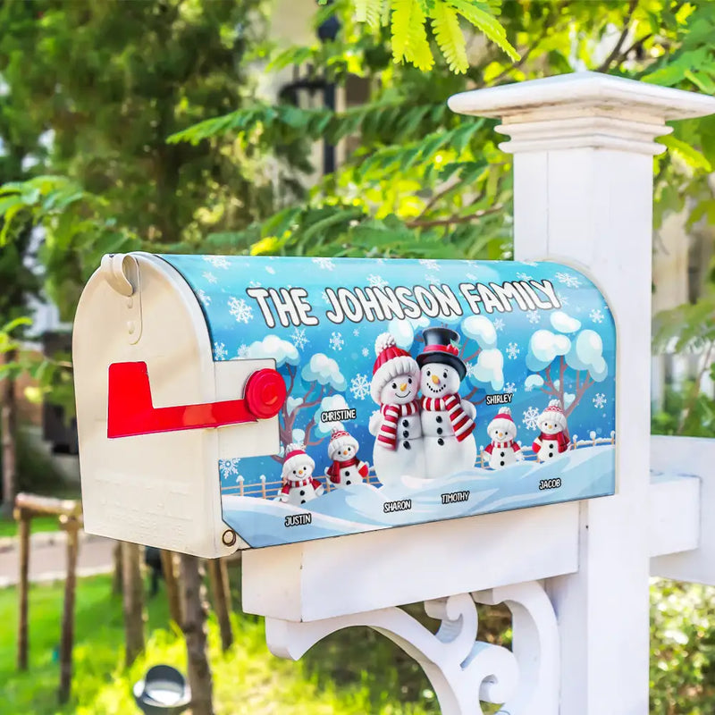 Family Snowman - Personalized Mailbox Cover