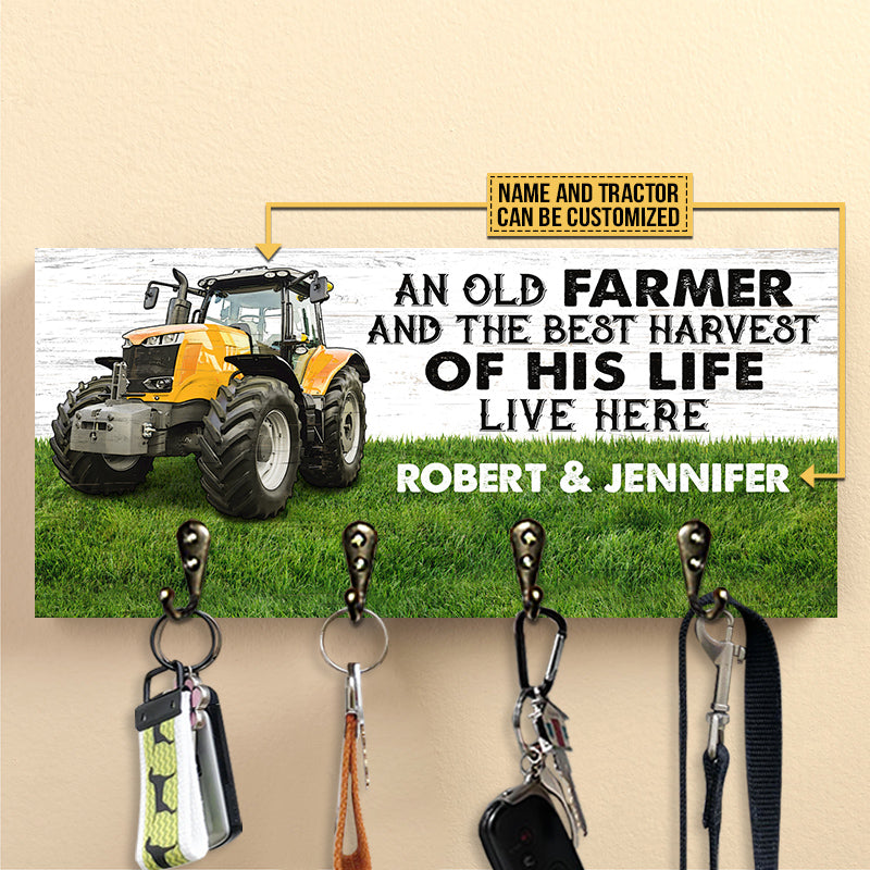 Farmer Tractor Married Couple Live Here Personalized Custom Wood Key Holder