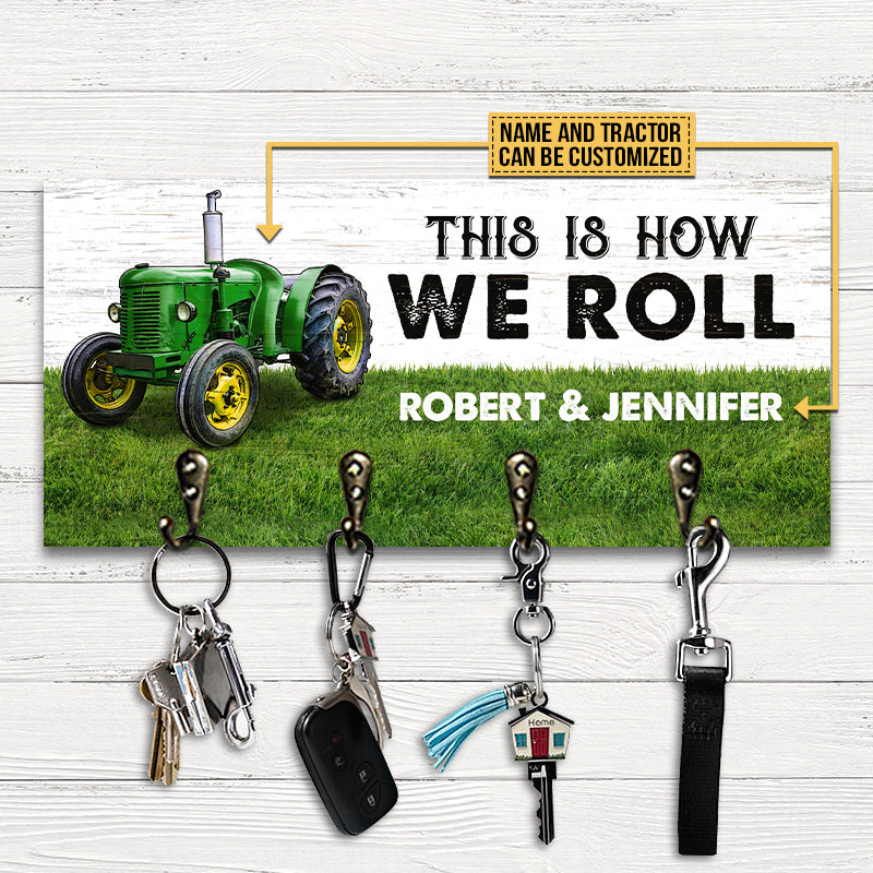 Farmer Tractor Married Couple This Is How We Roll Personalized Custom Wood Key Holder