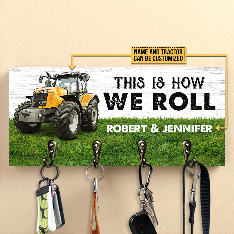 Farmer Tractor Married Couple This Is How We Roll Personalized Custom Wood Key Holder