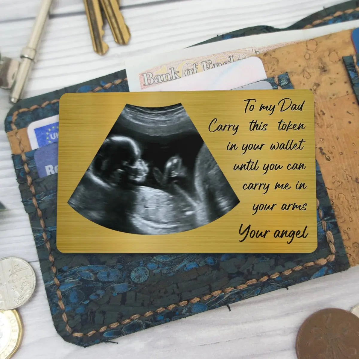 Father - Carry This Token In Your Wallet Until You Can Carry Me In Your Arms - Personalized Aluminum Wallet Card (HL) Card The Next Custom Gift