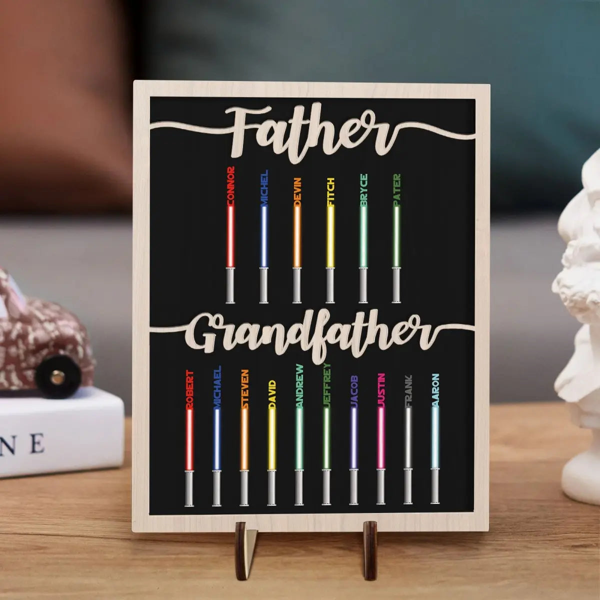 Father - Color Light Siber - Personalized Wooden Plaque Standing Wooden Plaque The Next Custom Gift