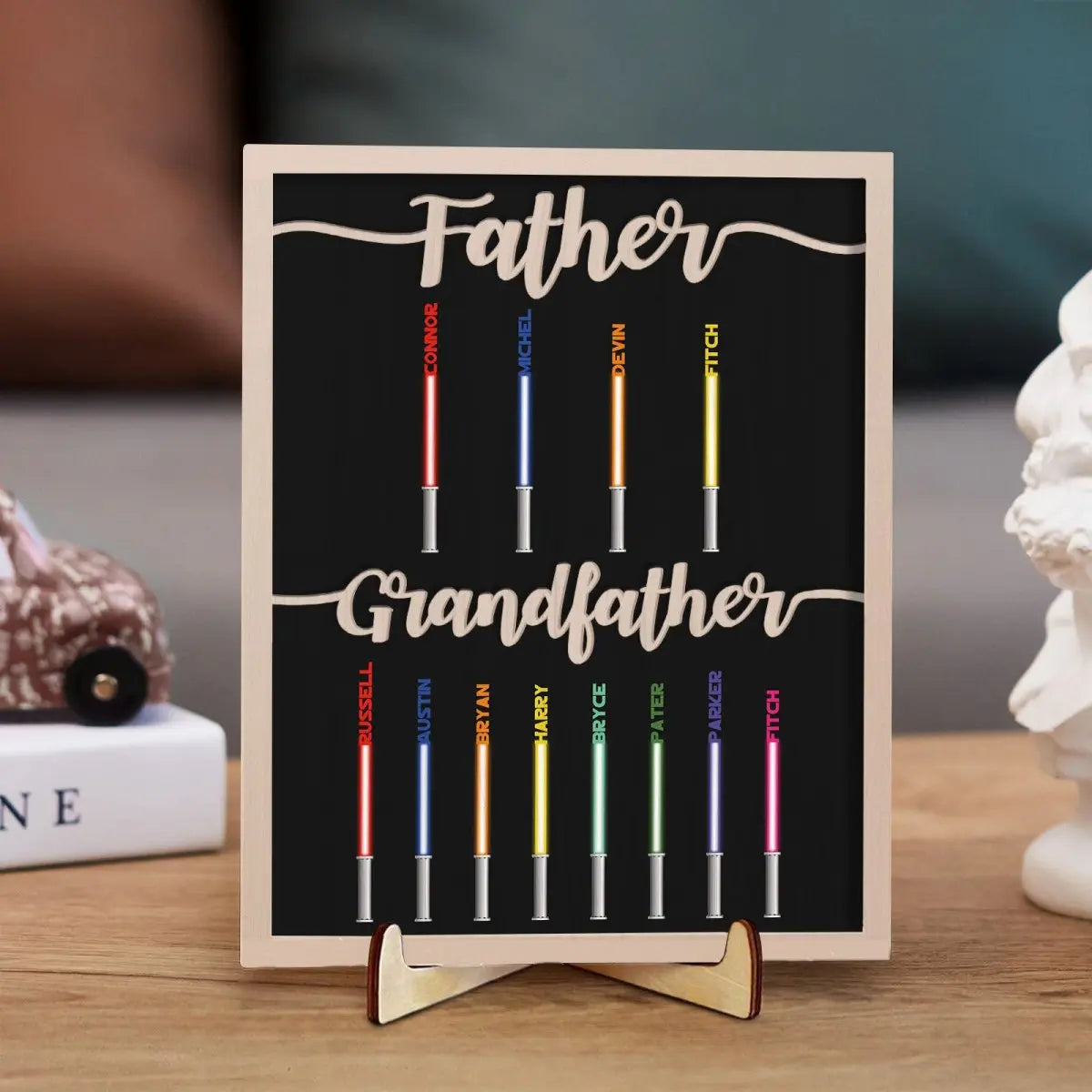 Father - Color Light Siber - Personalized Wooden Plaque Standing Wooden Plaque The Next Custom Gift