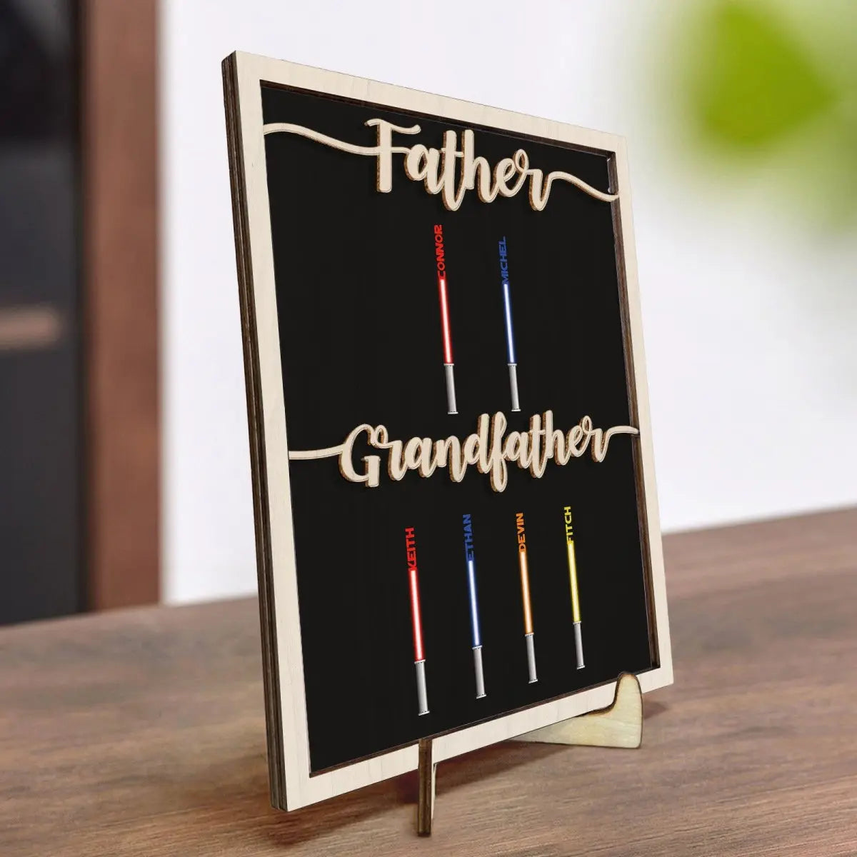 Father - Color Light Siber - Personalized Wooden Plaque Standing Wooden Plaque The Next Custom Gift