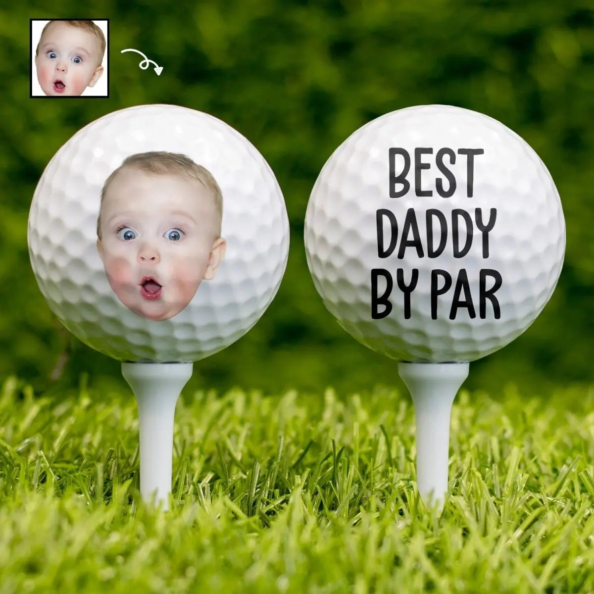 Father - Custom Photo Best Daddy By Par - Personalized Golf Ball Golf Ball The Next Custom Gift