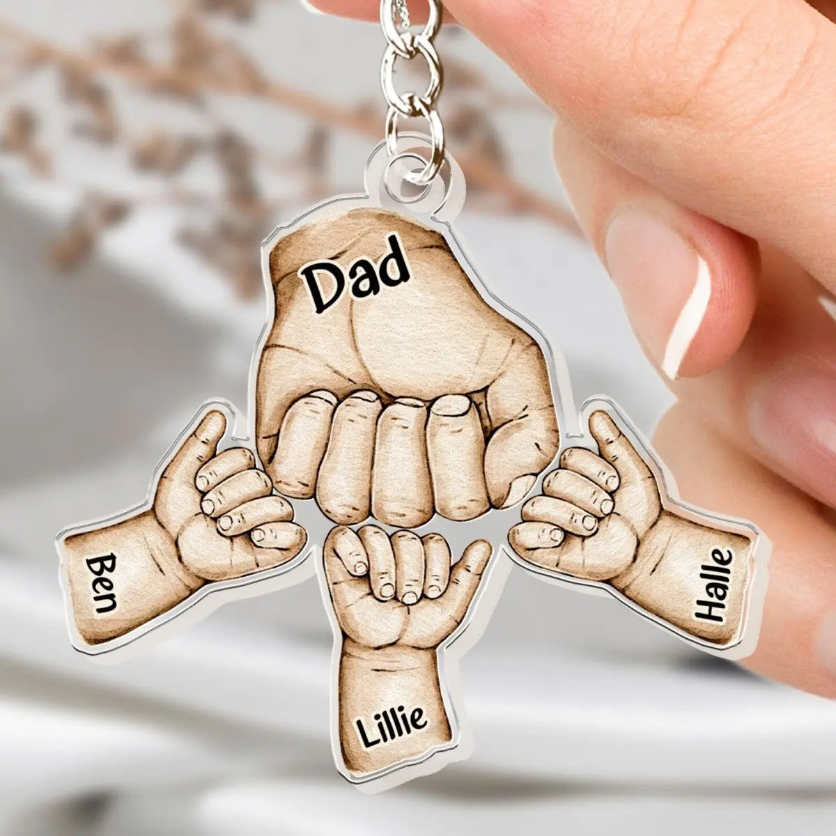 Father - Dad Hand Bumps - Personalized Acrylic Keychain Keychain The Next Custom Gift