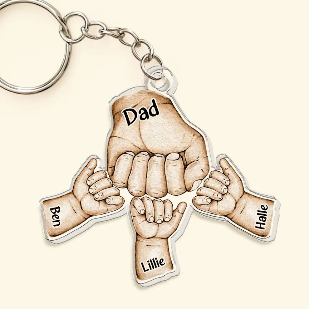 Father - Dad Hand Bumps - Personalized Acrylic Keychain Keychain The Next Custom Gift