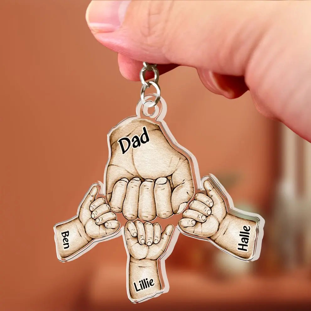 Father - Dad Hand Bumps - Personalized Acrylic Keychain Keychain The Next Custom Gift