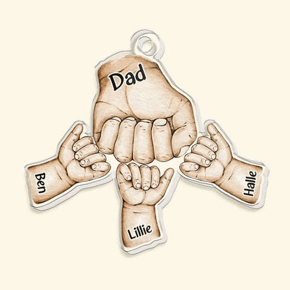 Father - Dad Hand Bumps - Personalized Acrylic Keychain Keychain The Next Custom Gift