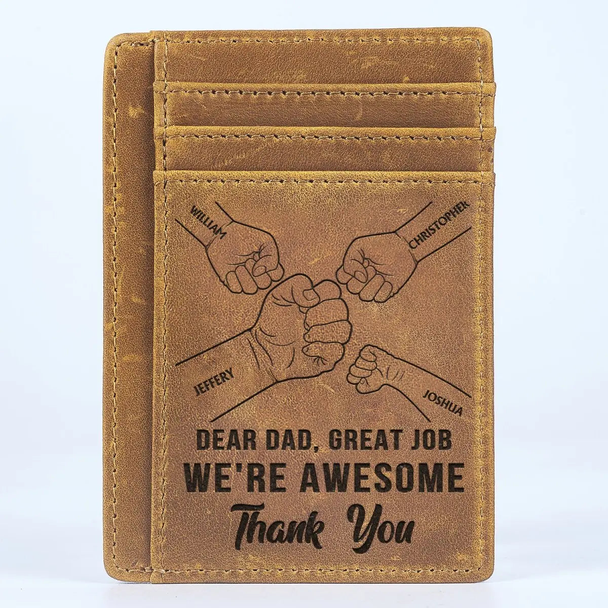 Father - Dear Dad Great Job We're Awesome Thank You - Personalized Card Wallet Card Wallet The Next Custom Gift