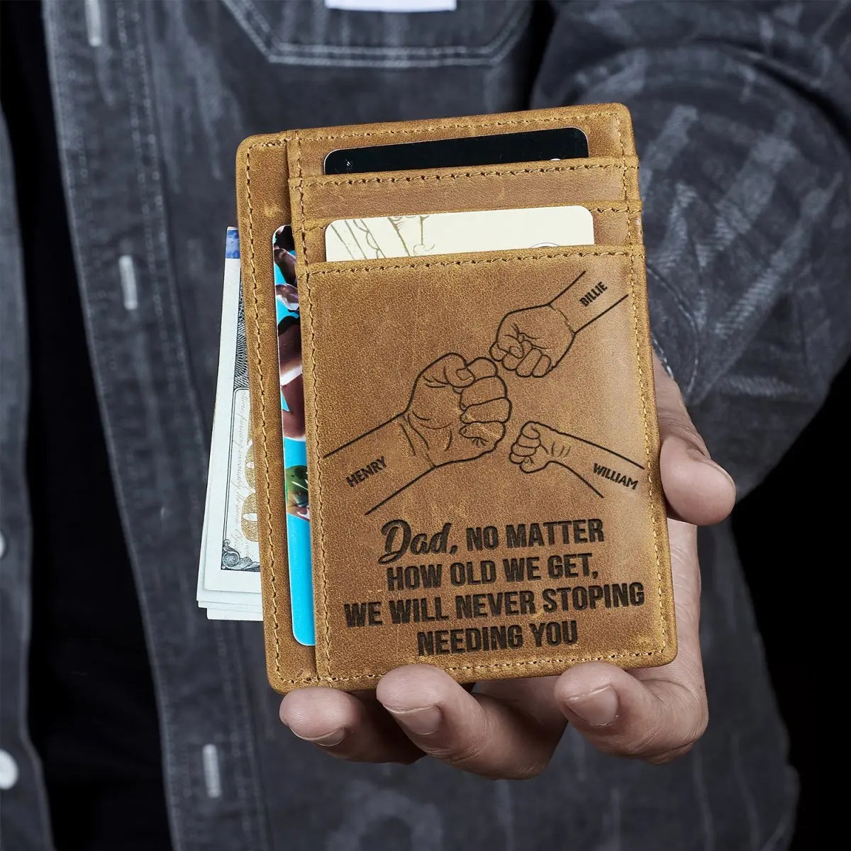 Father - Dear Dad Great Job We're Awesome Thank You - Personalized Card Wallet Card Wallet The Next Custom Gift