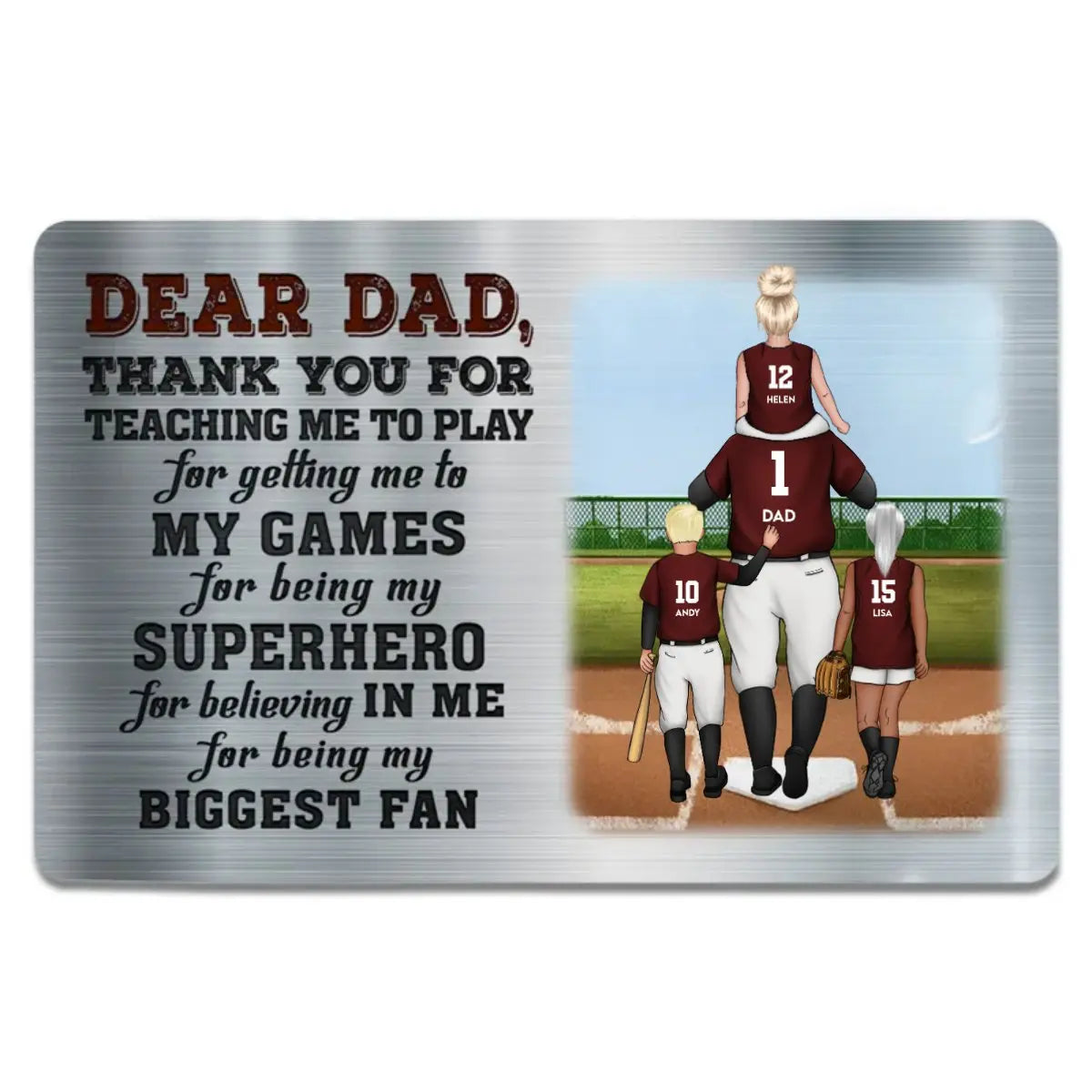 Father - Dear Dad Thank You For Teaching Me - Personalized Aluminum Wallet Card (HL)