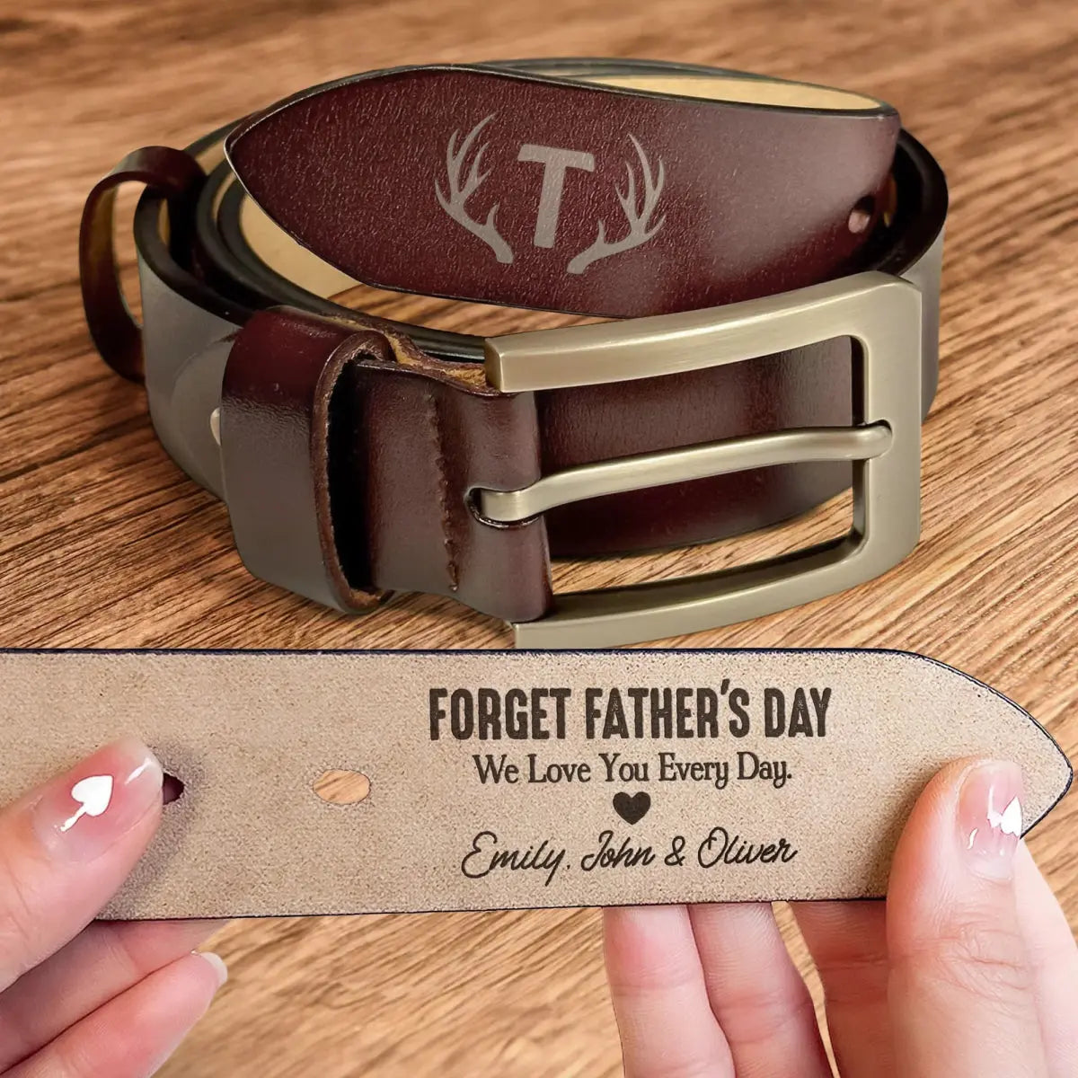 Father - Forget Father's Day We Love You Every Day - Personalized Engraved Leather Belt - The Next Custom Gift  Leather Belt