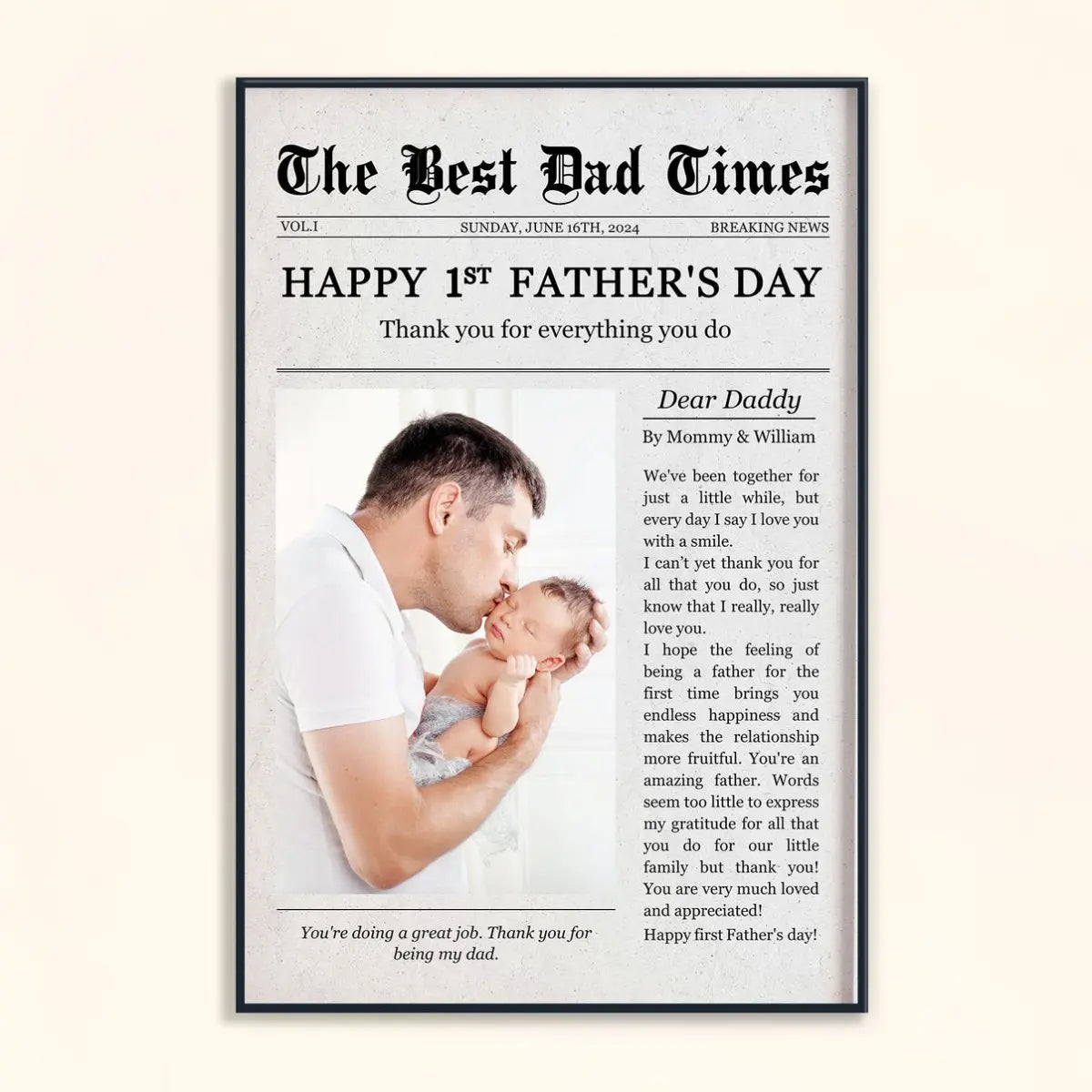 Father - Happy 1st Father's The Best Dad Times - Personalized Poster Poster The Next Custom Gift