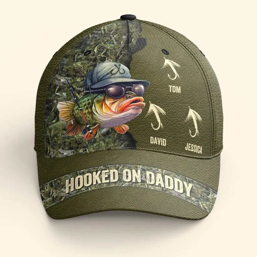 Father - Hooked On Dad Grandpa Papa Daddy - Personalized Classic Cap Hat The Next Custom Gift