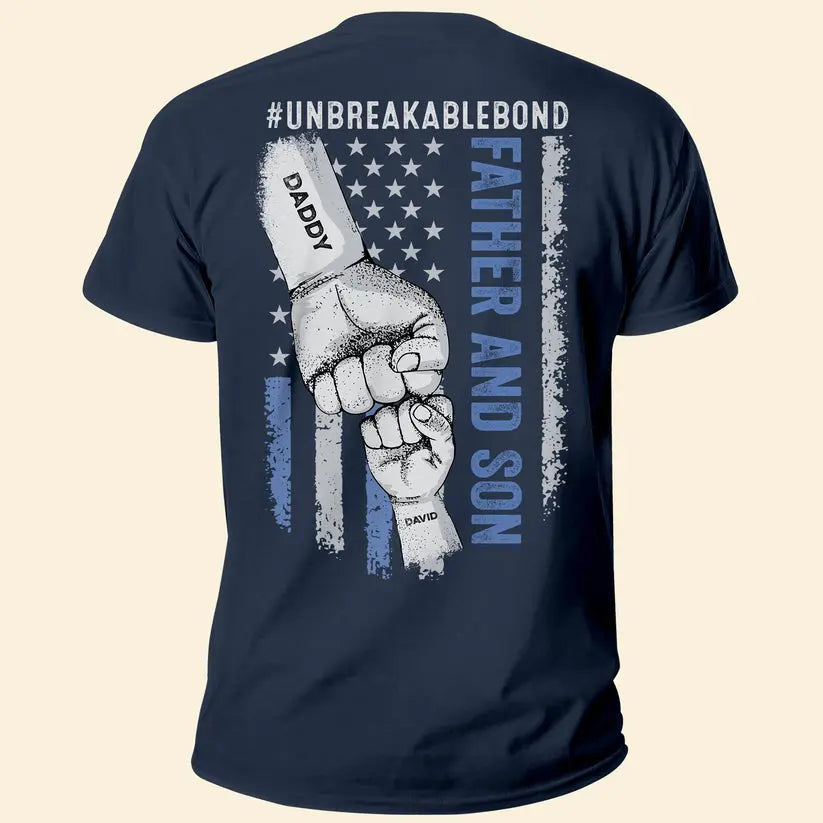 Father Son Unbreakable Bond - Personalized Back Printed Shirt Shirts & Tops The Next Custom Gift