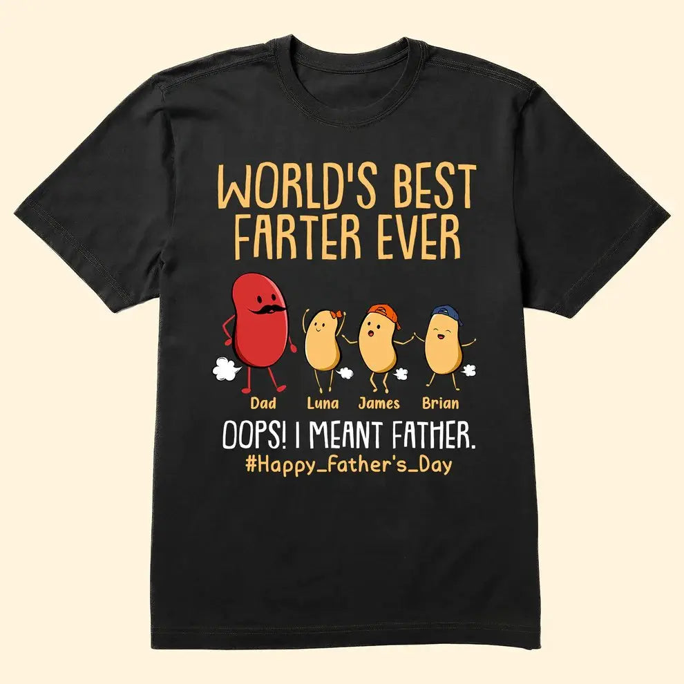 Father - World's Best Farter Ever I Mean Father Funny Ver Black - Personalized Shirt (VT) Shirts & Tops The Next Custom Gift