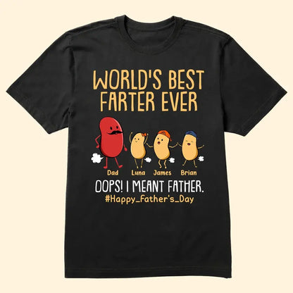 Father - World's Best Farter Ever I Mean Father Funny Ver Black - Personalized Shirt (VT) Shirts & Tops The Next Custom Gift