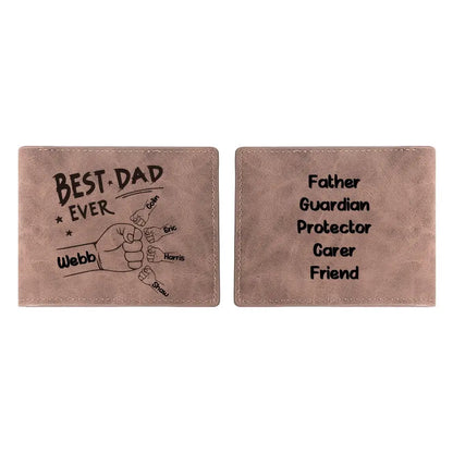 Father's Day - Best Dad Ever Fist Bump Handshake - Personalized Wallet (HJ) Leather Wallet Card Holder The Next Custom Gift